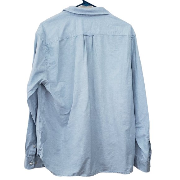 H&M Women's Sz Large Chambray Cotton Long Sleeve Button Down Regular Fit Shirt - Picture 2 of 11